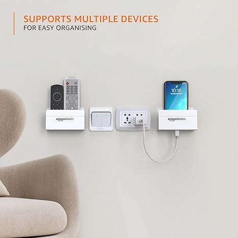 Amazon Basics Wall-Mounted Mobile Holder  Durable Storage Case for Phones with Strong Adhesive Backing